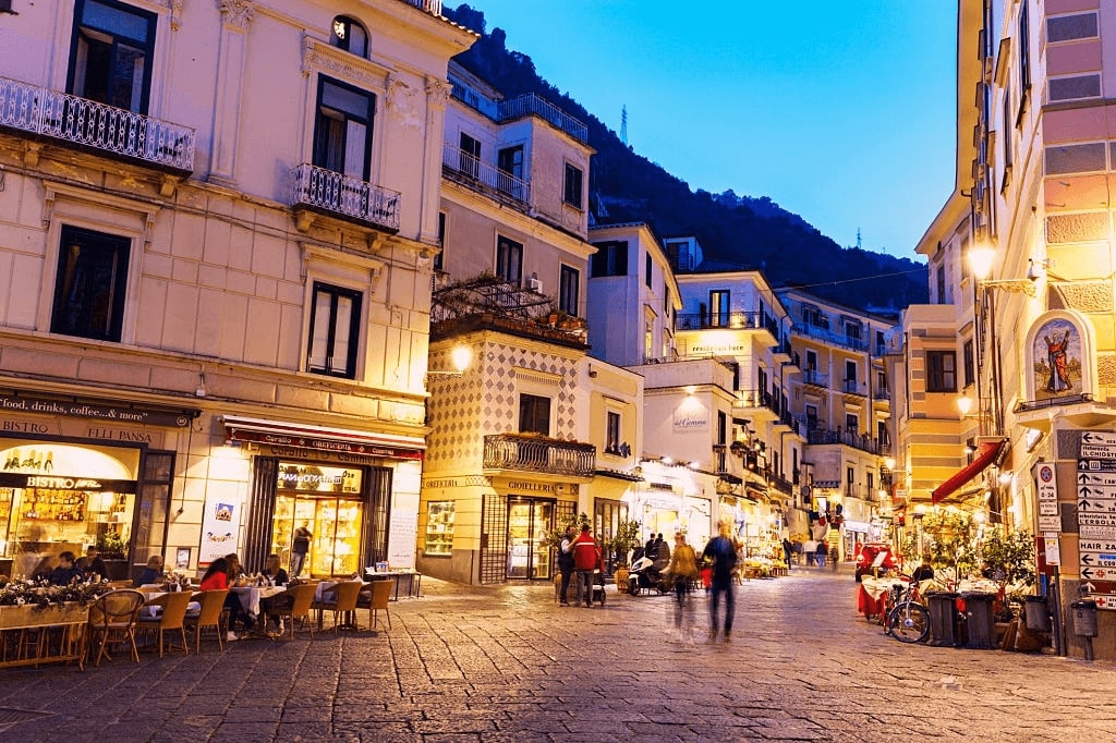 The beautiful street view of Amalfi Town, Italy