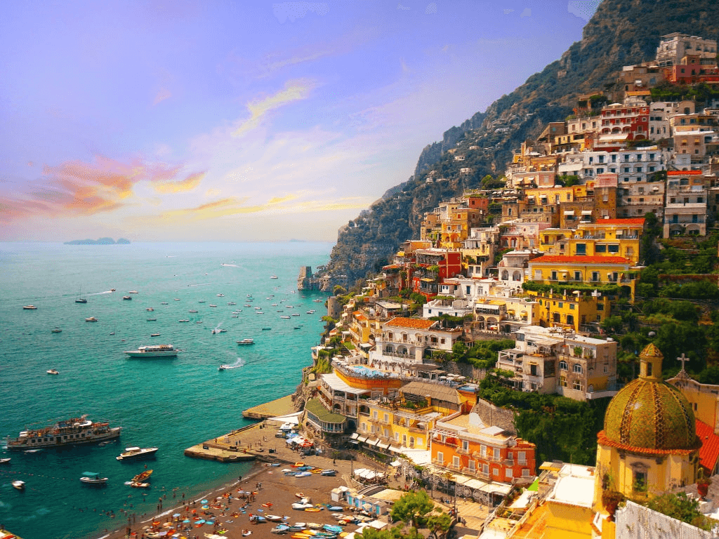 A beautiful view of seaside city, Amalfi Coast, Italy
